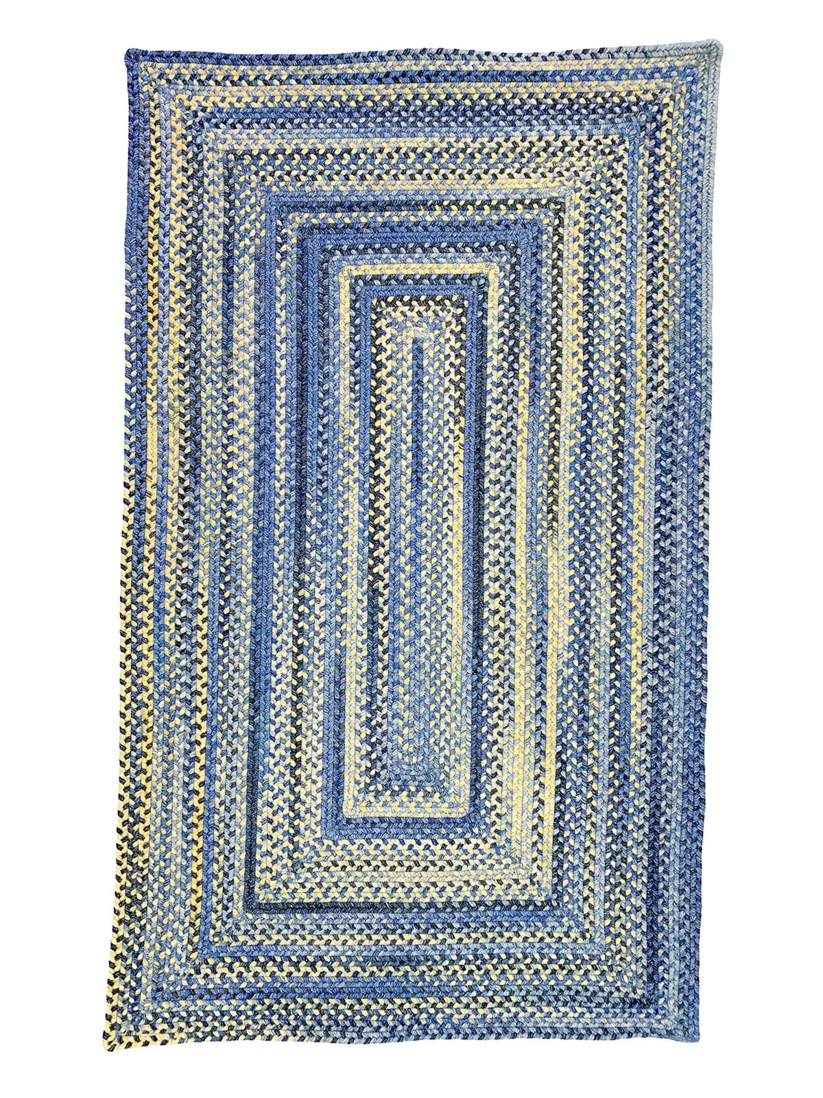 Capel American Heritage Blue Yellow 7' 0" X 7' 0" Alfombra Trenzada Rectángulo Concéntrico 0555QS07000700410