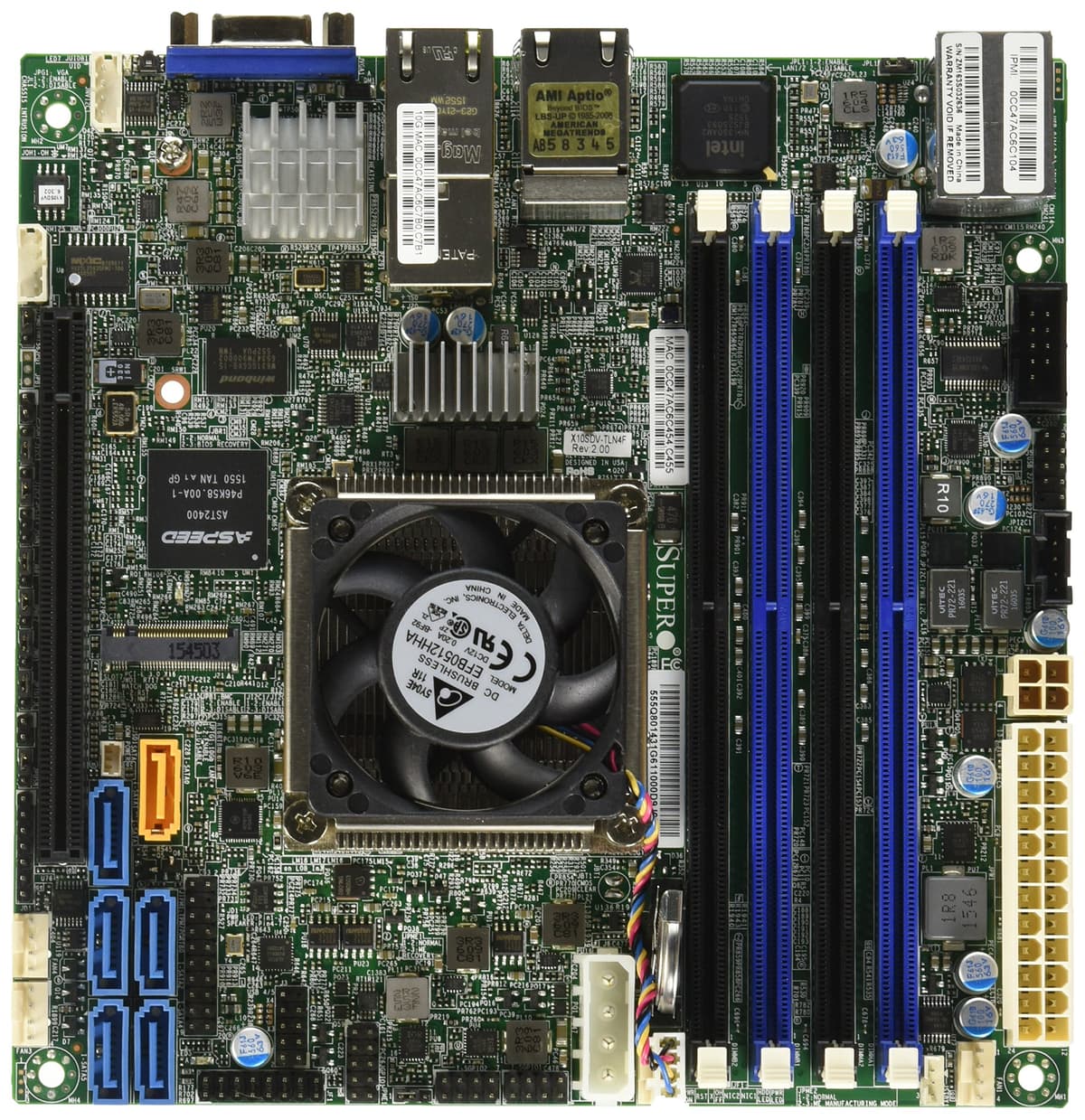 Motherboard Supermicro Mini-ITX X10SDV-TLN4F-O para Intel Xeon D (FCBGA 1667)