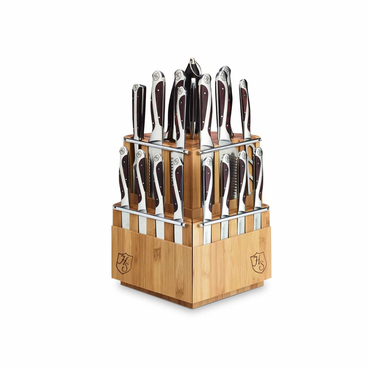 Hammer Stahl HS-6300R Set de Cuchillos 21 Piezas con Bloque Giratorio de Bambú 613558-HS-6300R