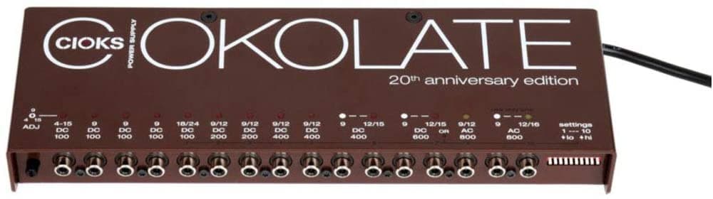 Cioks Ciokolate 9V/12V/15V/16V/24V Ac Dc Fuente De Alimentación Universal Con 12 Secciones Aisladas Y 24 Cables Flexibles Para Pedales De Efecto - Compatible Con Temple Audio Y Pedaltrain Pedalboards C16