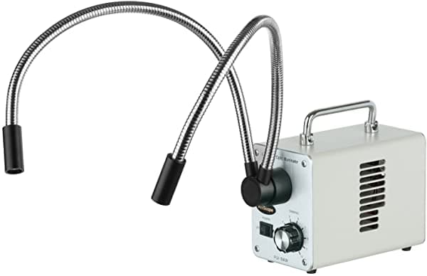 AmScope LED-50WY Iluminador de Microscopio de Fibra Óptica LED de 50W con Doble Cuello de Cisne