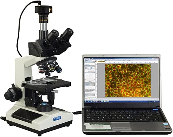 Omax 5Mp Digital 40X-2500X Aceite Avanzado Na1.25 Compuesto Trinocular Darkfield Led Microscopio 5.0Mp Camara Medición Canditing Profundidad Extendida M837ZL-A191BD-C50U