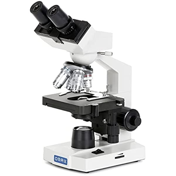 OMAX - Microscopio compuesto biológico trinocular LED de laboratorio 40X-2000X con platina mecánica de doble capa - M83ES