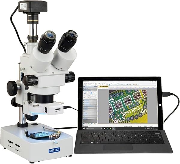 OMAX 3.5X-90X USB3 18MP Digital Microscopio estéreo trinocular con zoom en soporte de escritorio con luz 56-LED V434B-L56P-C180U3