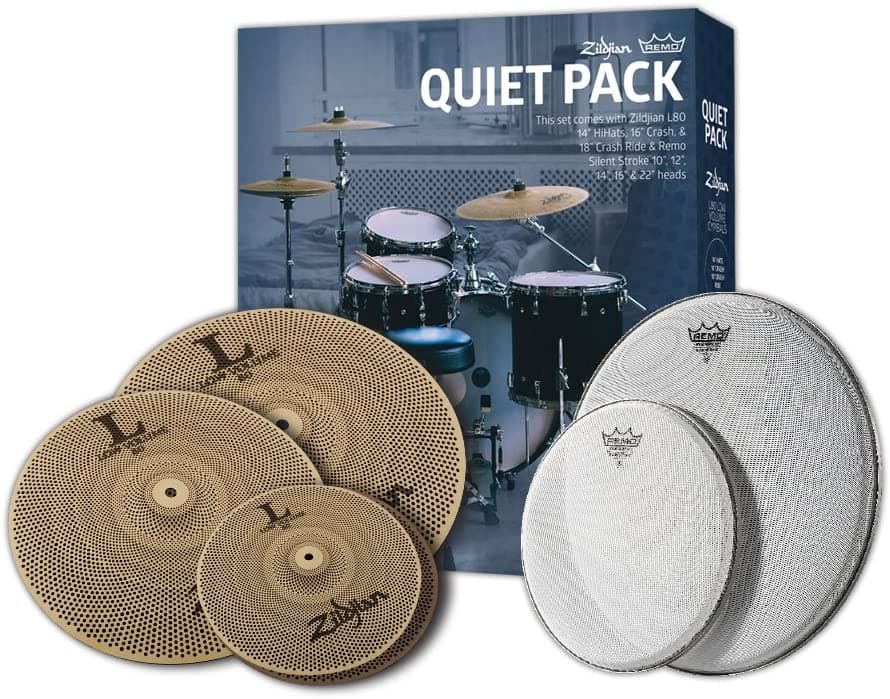 Zildjian L80 - Platillos De Bajo Volumen - Lv468 Con Cabezales Remo Silentstroke LV468RH