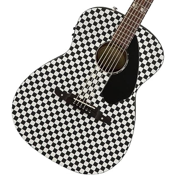Fender Tim Armstrong Hellcat - Guitarra acústica de concierto, tablero de ajedrez, diapasón de nogal TIMHELLCATBPGCHCK