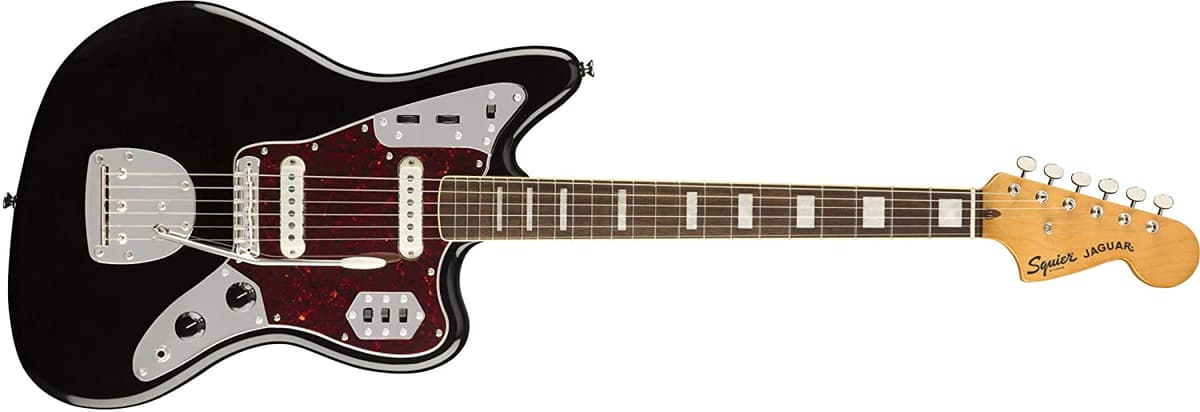 Squier Classic Vibe 70s Jaguar - Guitarra Eléctrica Negra de Laurel con Garantía de 2 Años (Fender 374090506)