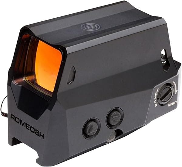 Sig Sauer ROMEO8H VISOR RED DOT, Punto Círculo Balístico, Ajuste 0.5 MOA, Batería Lateral, Montura HEX Bolt, Protector, Negro SOR81001
