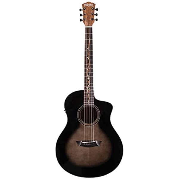Washburn Bella Tono - Guitarra Electroacústica de 6 Cuerdas, para Diestros, Gloss Charcoal Burst (BTS9VCECH-D)