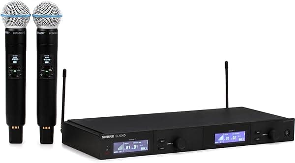 Shure SLXD24D/B58 Sistema de micrófono inalámbrico de doble canal con 2 micrófonos de mano BETA 58A, SLXD24D/B58-G58