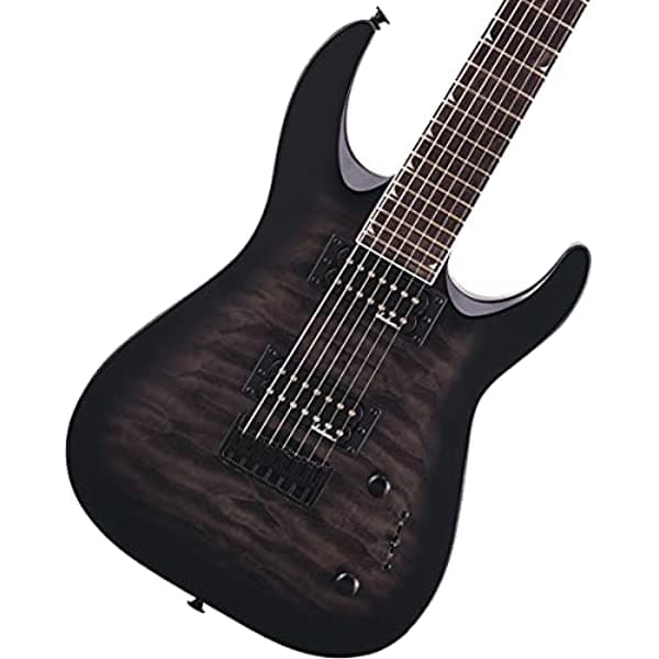 Jackson Js Series Dinky Arch Top Js22Q-7 Dka Ht - Guitarra Eléctrica De 7 Cuerdas Diapasón De Amaranto Color Negro Transparente JS22-7DKAQMTRBKBRST