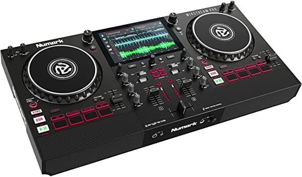 Numarkmixtseam Pro Standalone Dj Controlador Con Altavoces Pantalla Táctil De 7 " Transmisión De Wifi Controles De Luz Inteligente Ruedas De Rasguño De 6" 2 Canales Y Fx Mixstream Pro
