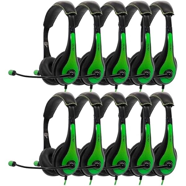 Avid Products AE-36 Auricular Verde con Micrófono Ajustable para Escuela, Aula, Educación, Pruebas y Evaluaciones (Paquete de 50) AE-36GREEN-50