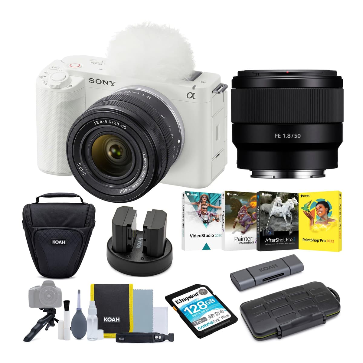 Sony Alpha ZV-E1 Cámara Mirrorless Full Frame para Vlog con Lentes 28-60mm y 50mm (ILCZVE1L/W, Negro) Bundle 7 Piezas