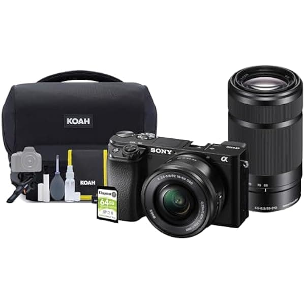 Sony Alpha a6100 ILCE6100Y/B cámara sin espejo APS-C con lentes 16-50mm y 55-210mm, 2 tarjetas SD y kit de accesorios