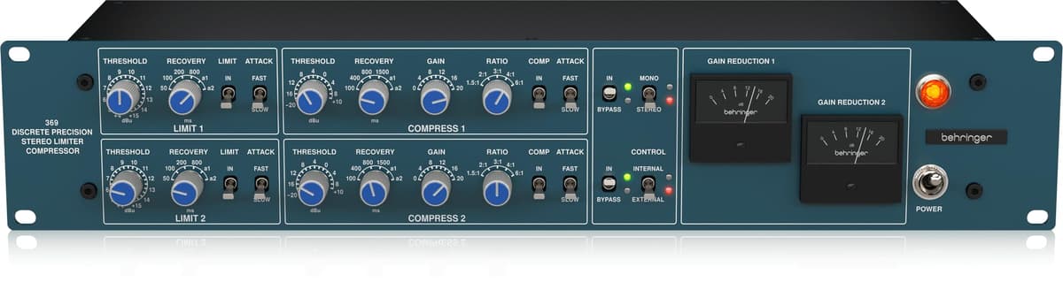 Behringer 369 0817-ABK Compresor Estéreo de 2 Canales para Rack de Estudio