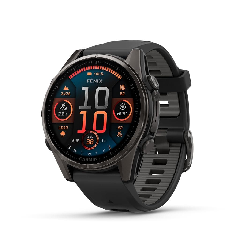 Garmin fēnix 8 43mm - AMOLED zafiro, reloj GPS multideporte, batería larga, buceo, linterna LED, titanio DLC gris carbón c/correa gris