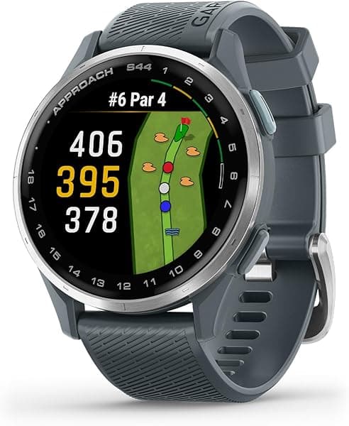 Garmin Approach S44, Reloj GPS de Golf Esencial, Pantalla AMOLED, Funciones en el Campo, Bisel de Aluminio Plateado con Correa de Silicona Crepúsculo... 010-03009-01