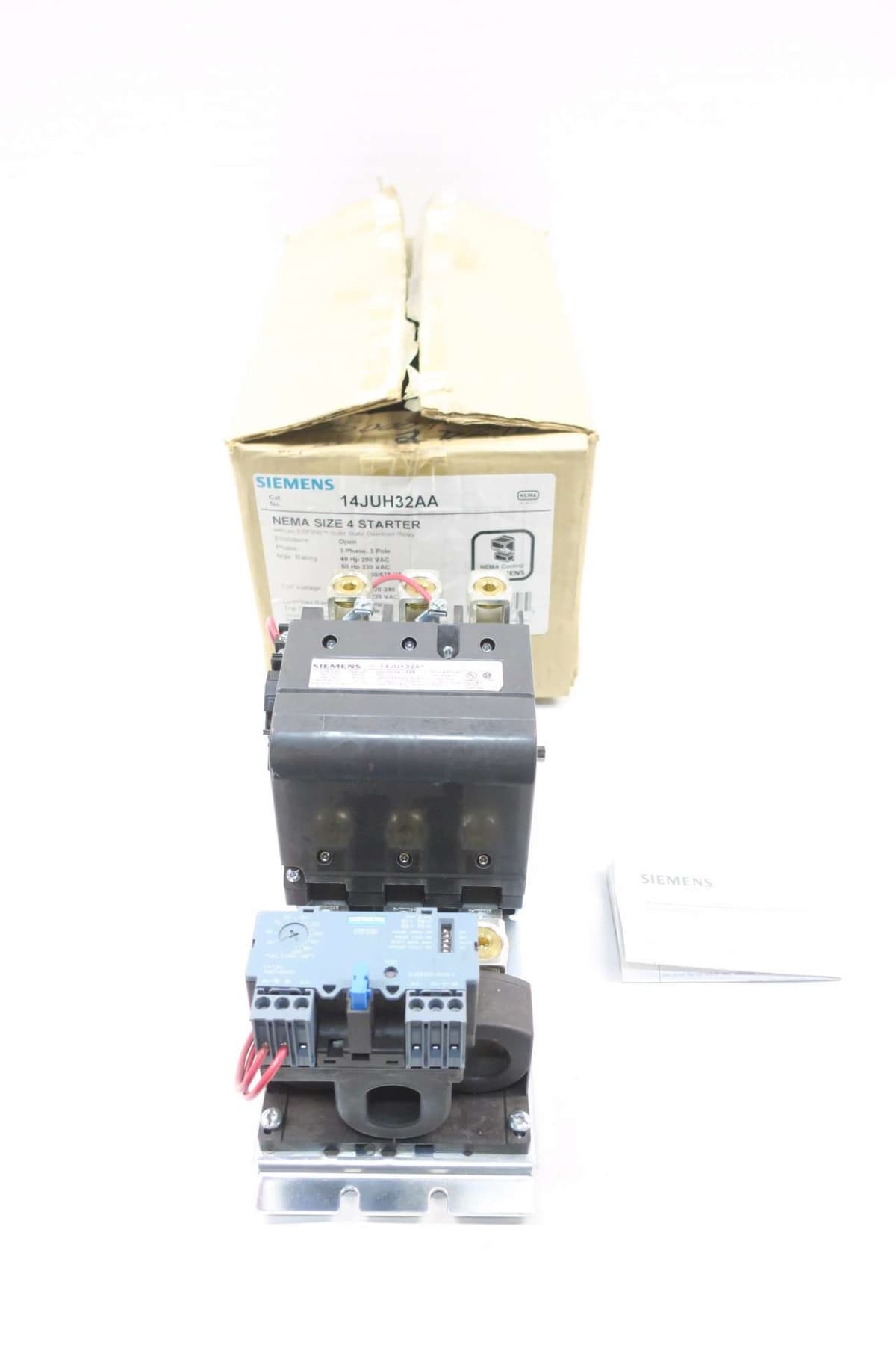 Siemens 14JUH32AA Arrancador de Motor 240V AC 100HP 135A Tamaño 4 D562631 D562631-14JUH32AA