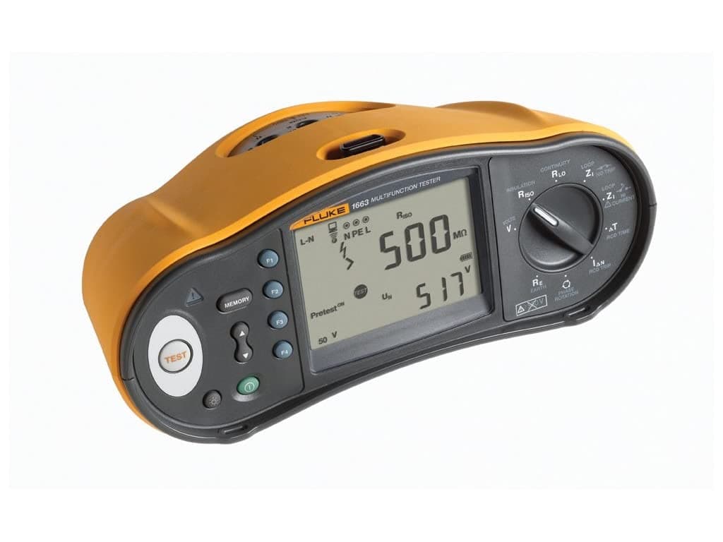 Fluke 1663 US Comprobador Multifunción de Instalaciones con Interfaz de Memoria y Cable de Alimentación US, 4884274 FLK-1663 US