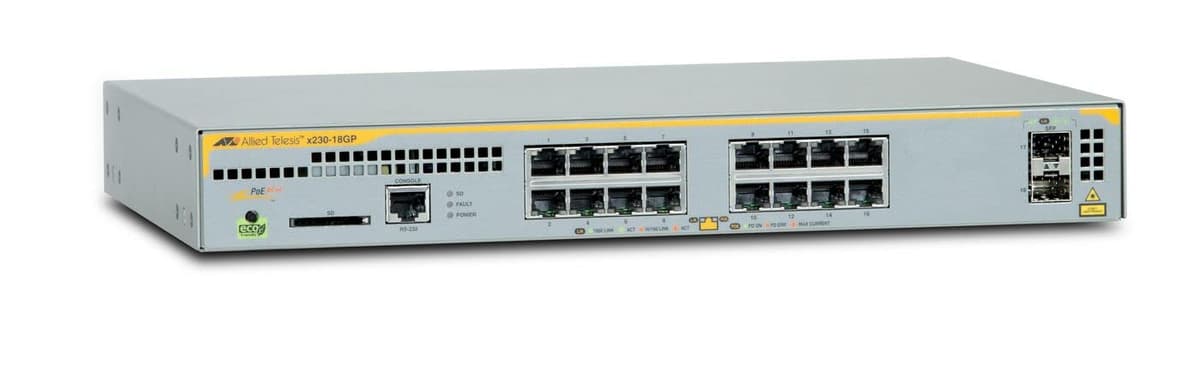 Allied Telesis AT-X230-18GP-50 switch gestionable PoE+ 16 puertos Gigabit + 2 SFP, 370W, capa 2, red empresarial