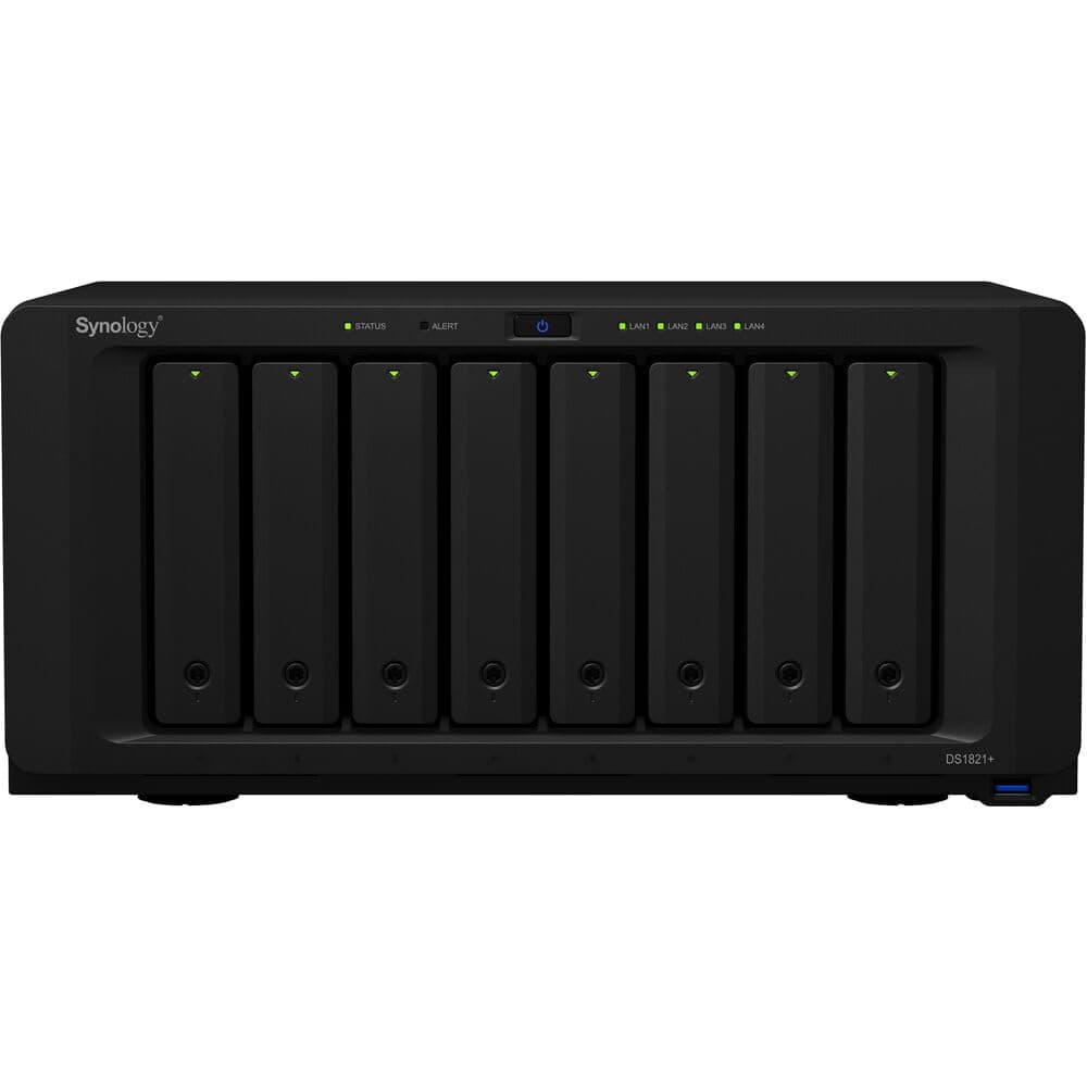 Synology DiskStation DS1821+ NAS, CPU Ryzen 2.2GHz, 32GB RAM, 32TB SSD, M.2 NVMe 2TB, Sistema Operativo DSM