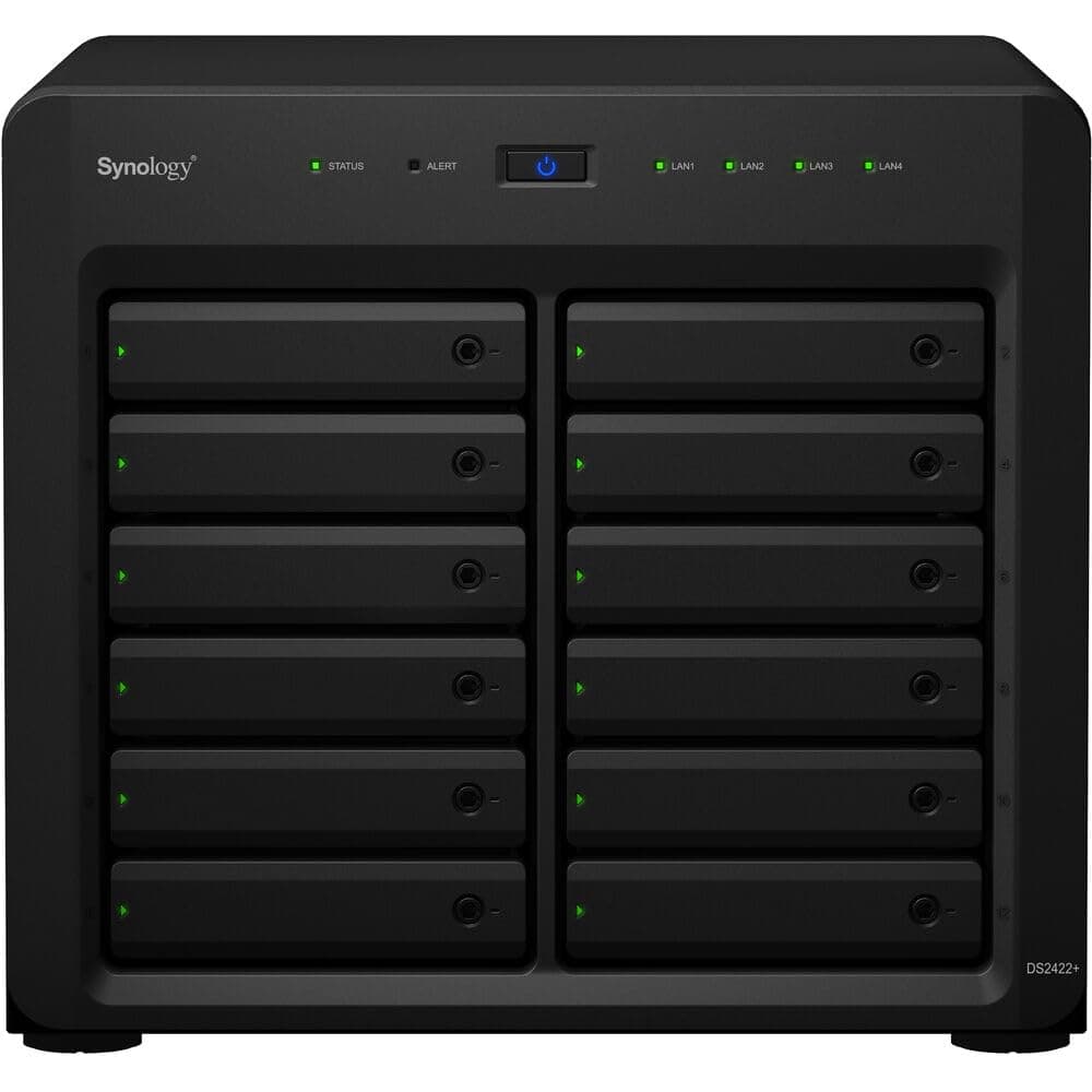 Synology DiskStation DS2422+ NAS Server Ryzen 2.2GHz, 32GB RAM, 48TB HDD, 4x1GbE, DSM, Almacenamiento en Red Empresarial