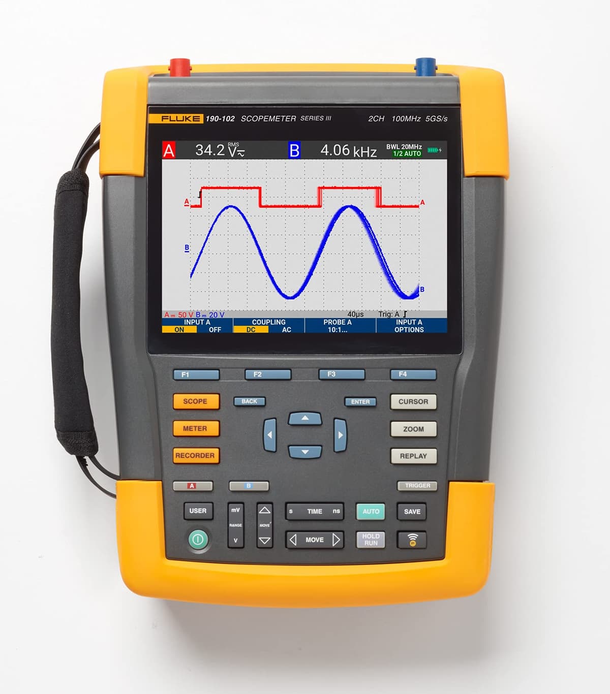 Fluke ScopeMeter 190-102-III, Osciloscopio Portátil Color 100 MHz, 2 Canales, con Multímetro/DMM y Entrada Ext. FLUKE-190-102-III