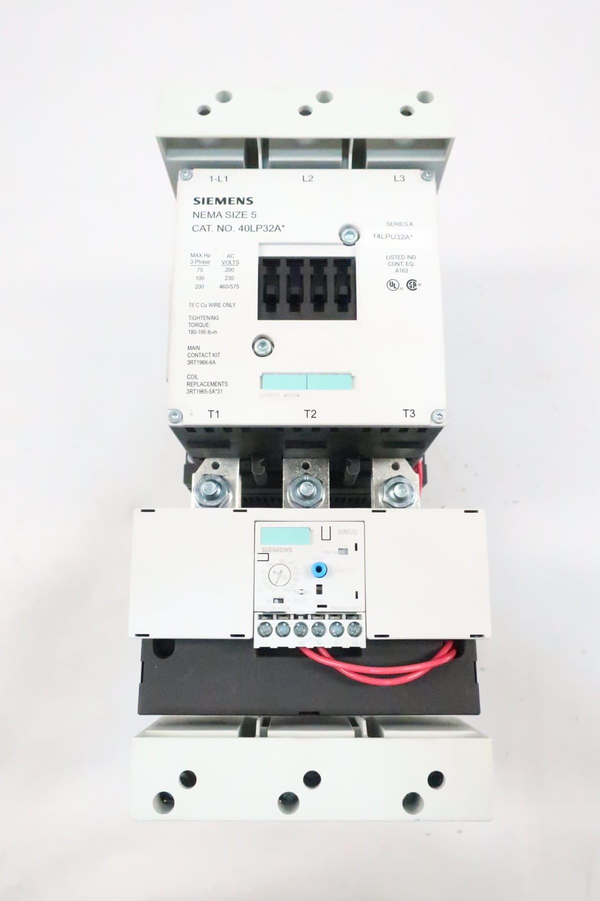 SIEMENS 40LP32AF Arrancador de motor Tamaño 5 55-250A 110-127V AC 200HP D621279 D621279-40LP32AF