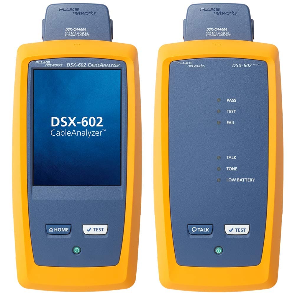 Fluke Networks DSX-602-PRO Certificador de Cableado de Cobre Cat 5/5e/6/6A, 500 MHz, CableAnalyzer con Pantalla Táctil, Adaptadores Channel y Permanent Link, Reportes LinkWare