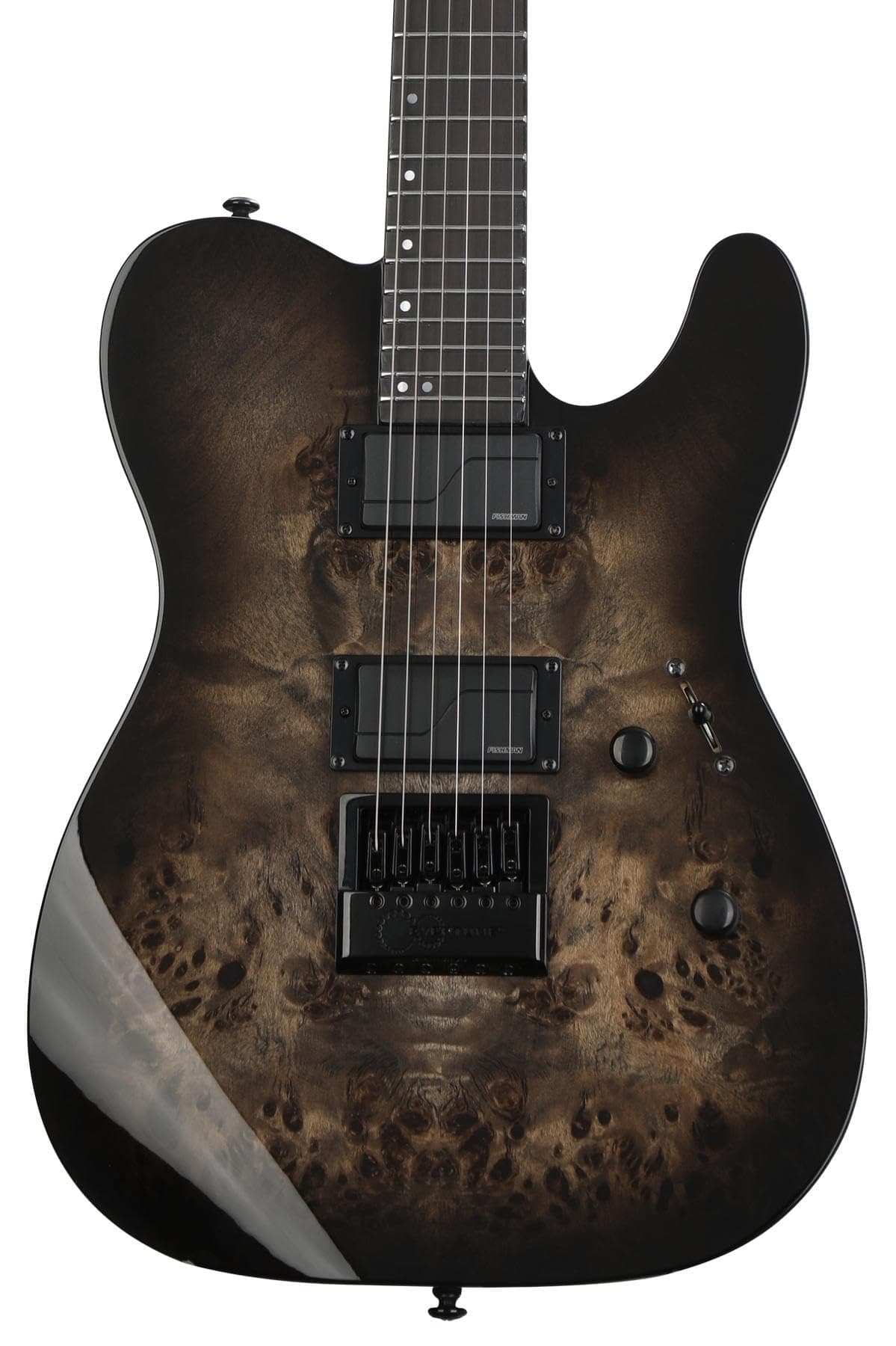 ESP LTD TE-1000 guitarra eléctrica EverTune - tapa de álamo rizado (Burled Poplar) Charcoal Burst LTE1000ETBPCHB