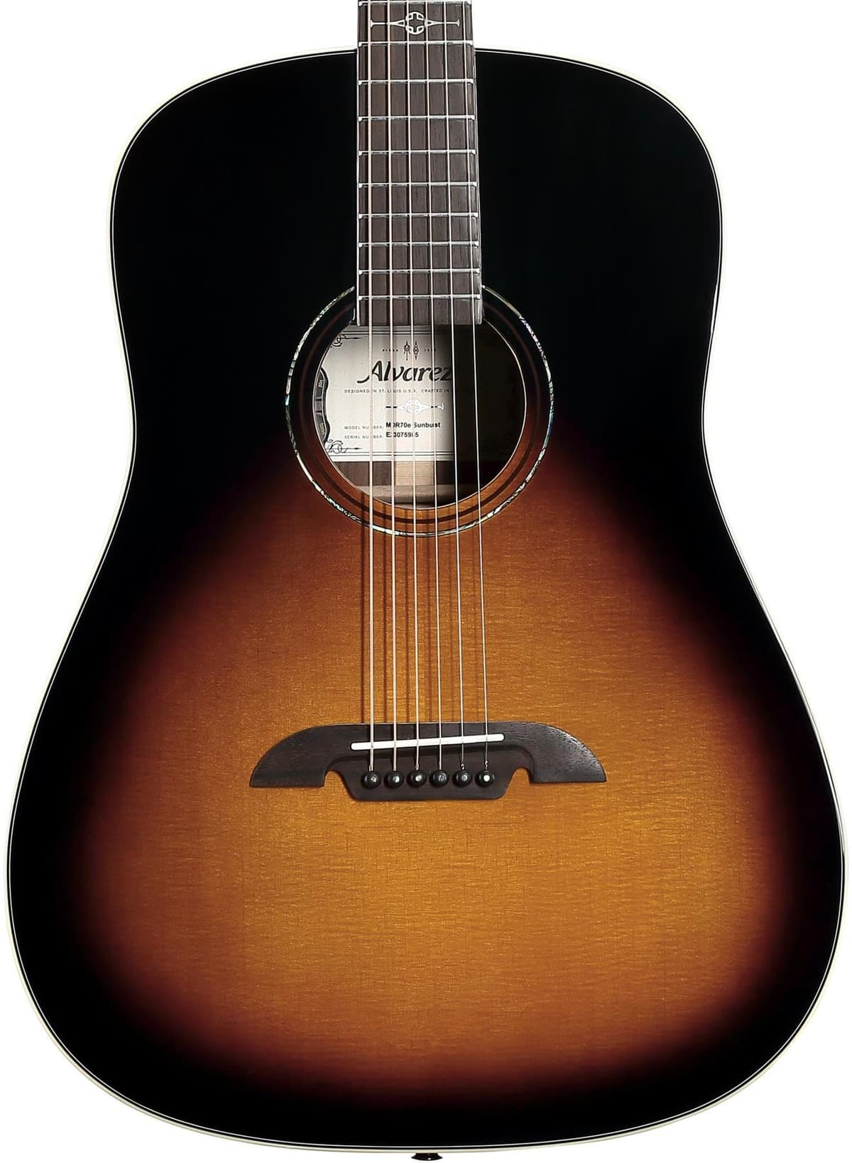 Alvarez MDR70e Guitarra electroacústica Sunburst | Serie Masterworks | Tapa maciza | Pastilla integrada MDR70e_Sunburst