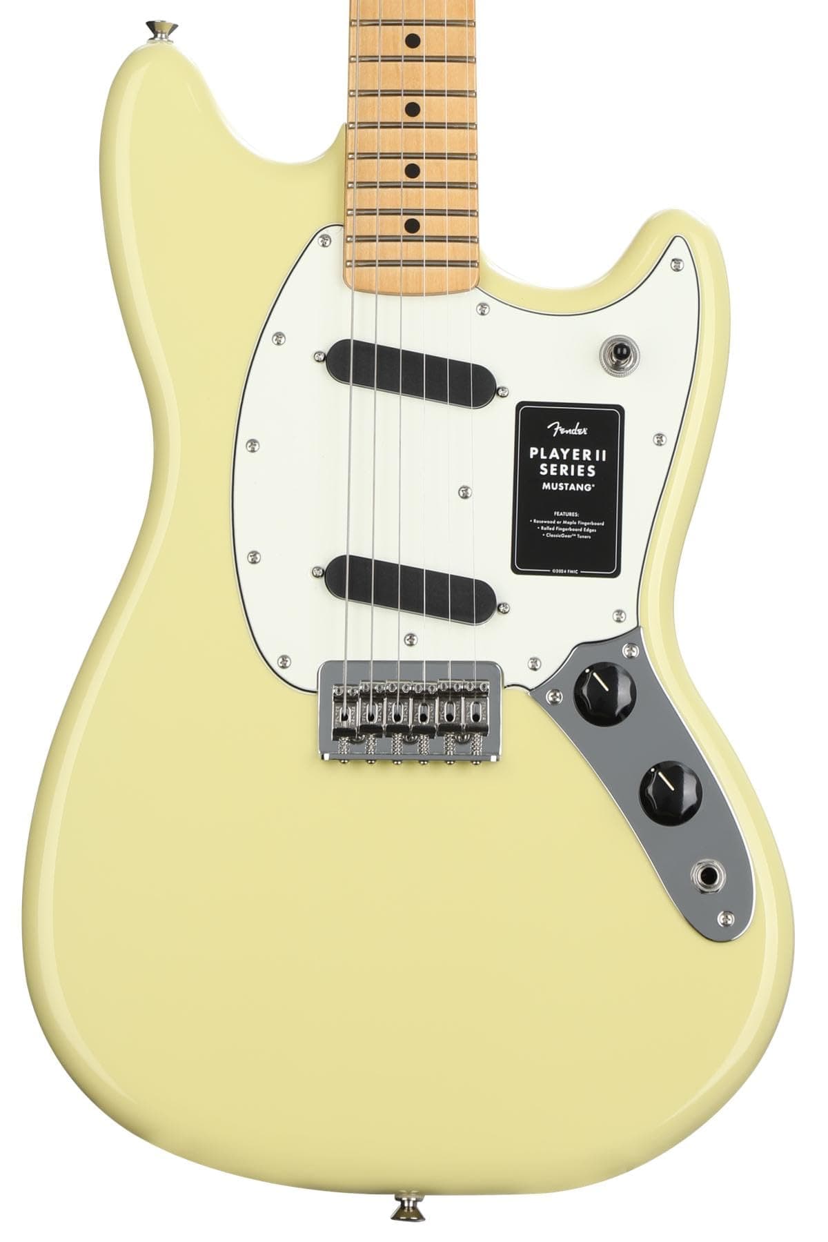 Fender Player II Mustang, Diapasón de Arce, Hialeah Yellow, Guitarra Eléctrica, Maple Fingerboard, Color Amarillo, Modelo 140462561