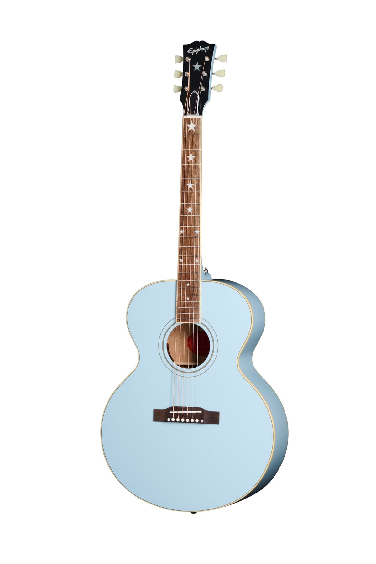 Epiphone Inspired by Gibson Custom ECJ180LSFRBNH1 J-180 Long Scale Electroacústica Jumbo, Frost Blue con Estuche Rígido