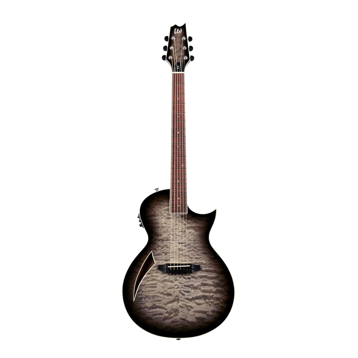 ESP Guitars LTD TL-6QM LTL6QMCHB Guitarra Electroacústica Thinline 6 Cuerdas, Charcoal Burst, Diestro