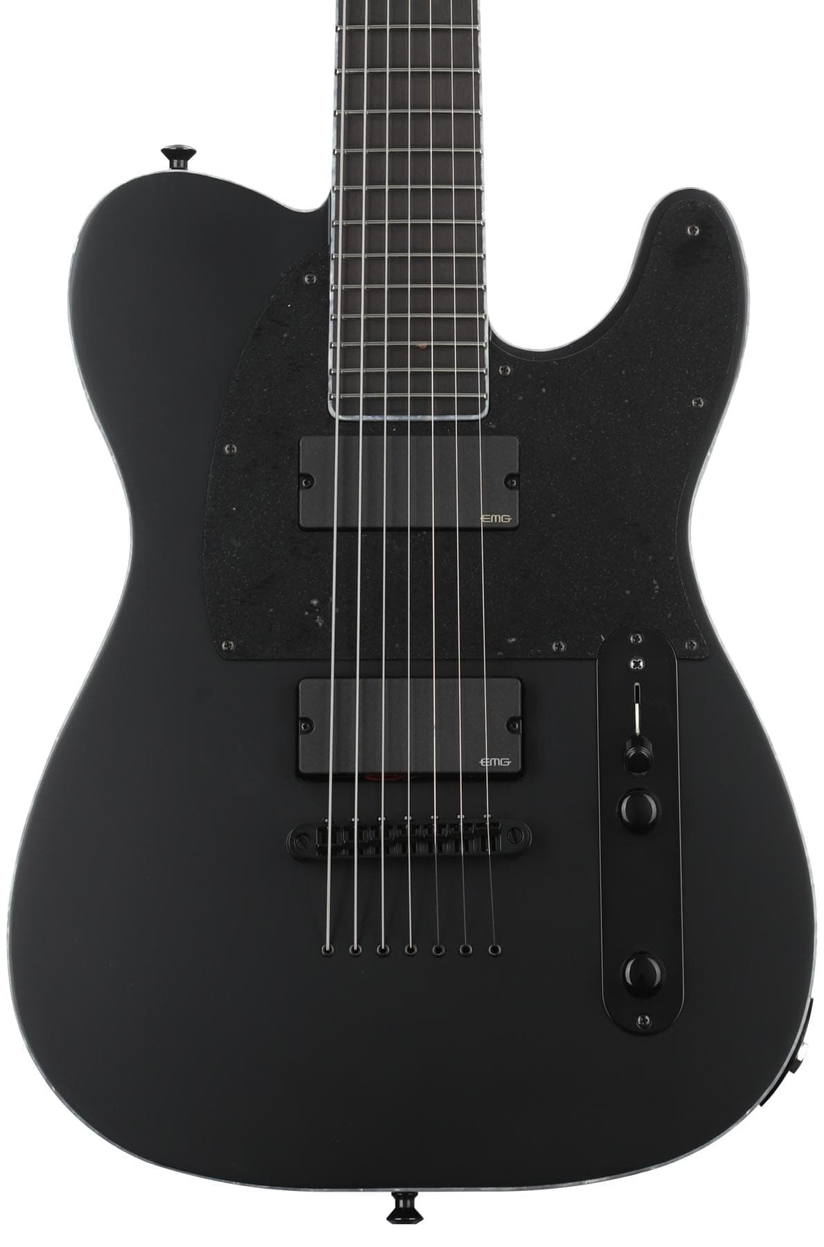 ESP E-II T-B7 Guitarra Eléctrica Barítono - Black Satin, 7 Cuerdas, Acabado Negro Satinado, Serie E-II EIITB7BLKS