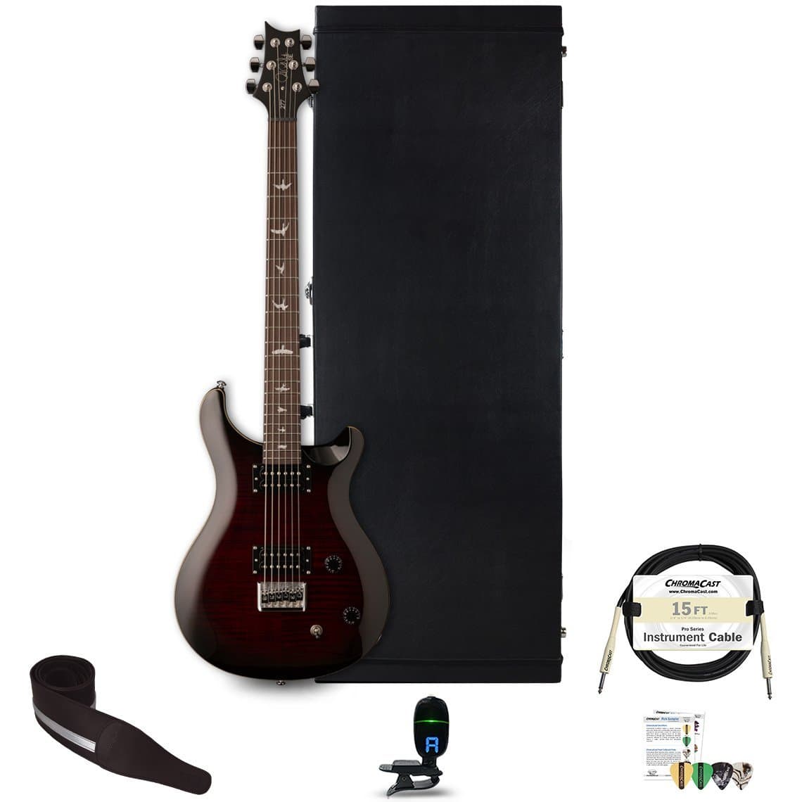 PRS SE 277 Baritone - Guitarra Eléctrica con Estuche Rígido y Accesorios, Fire Red Burst, Modelo 277FR-KIT-2