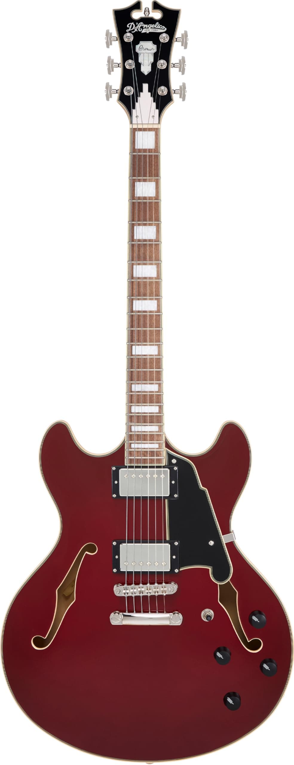 D'Angelico Premier DC 00049-00111309 Guitarra Eléctrica - Burnt Red, Stopbar Tailpiece, Doble Cutaway, Semihueca