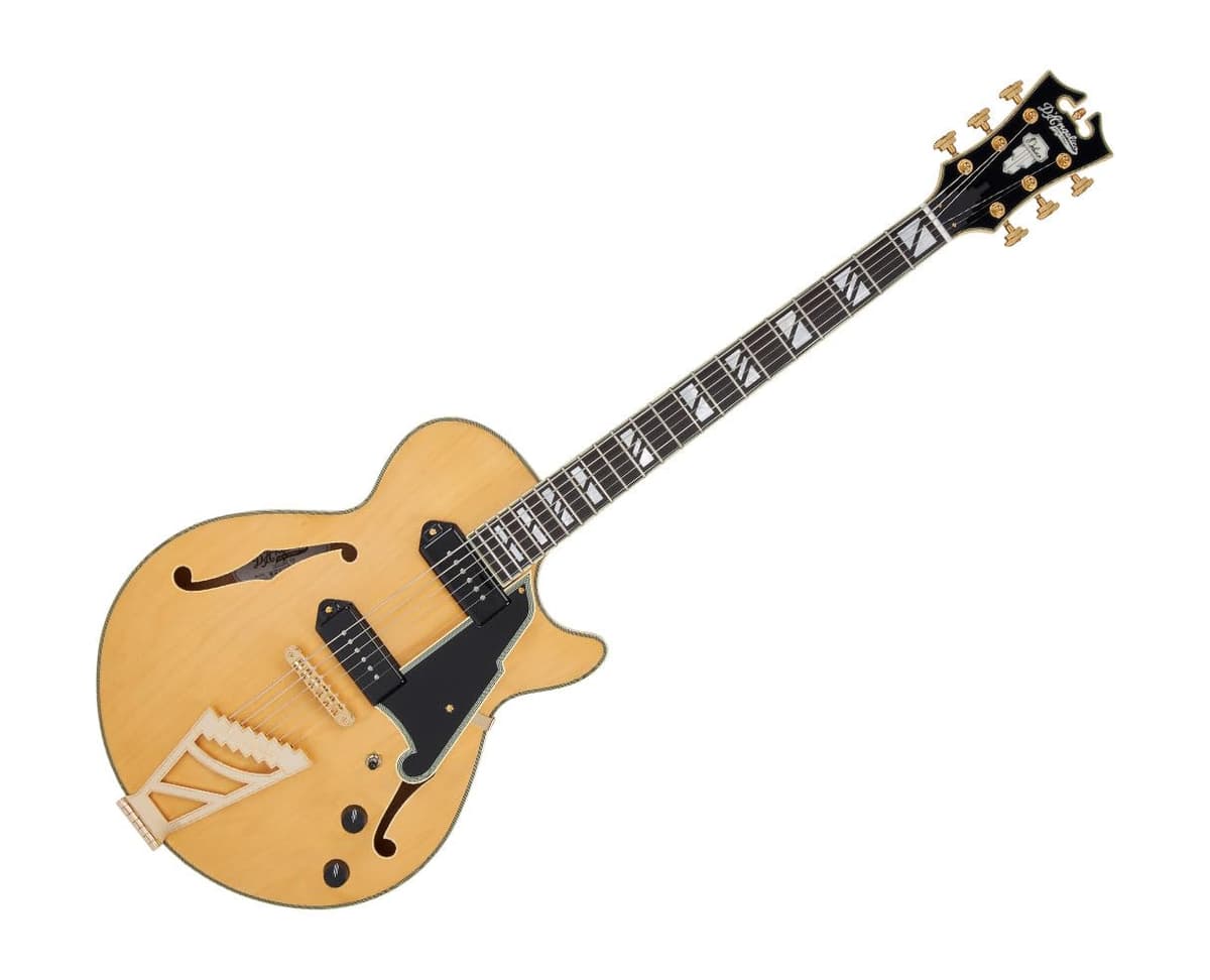 D’Angelico Deluxe SS Baritone - Guitarra Eléctrica Semi-Hollowbody, Barítono, Satin Honey DADBSSSHNGS