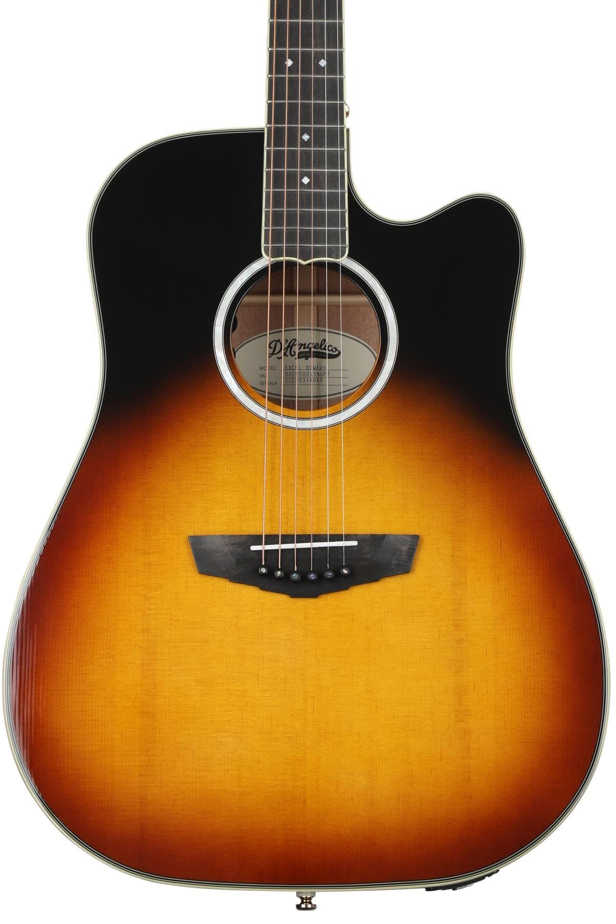 D'Angelico Excel Bowery Guitarra Electroacústica Dreadnought - Vintage Sunburst, DAED500VSNGP2