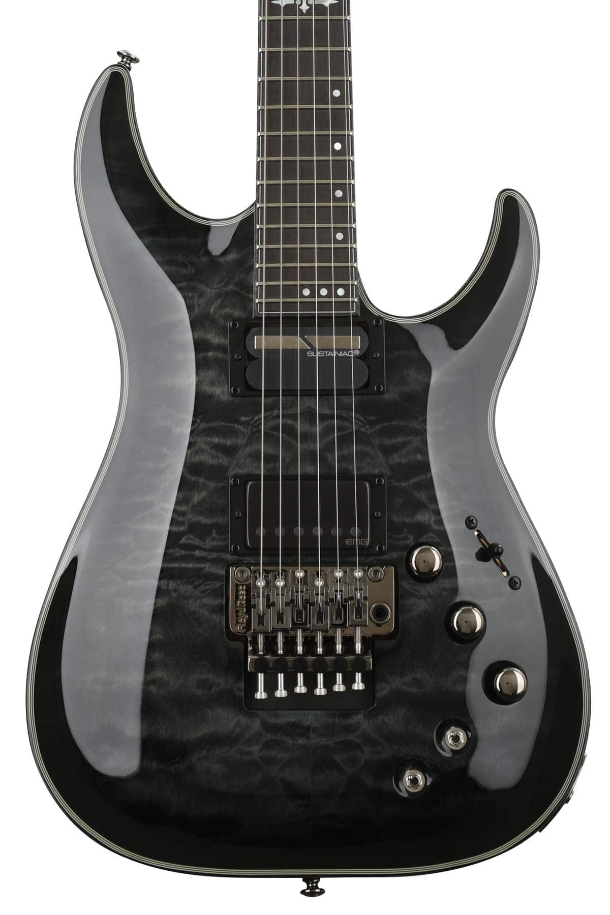Schecter Hellraiser Hybrid C-1 con Floyd Rose y Sustainiac - Trans Black Burst guitarra eléctrica 1957