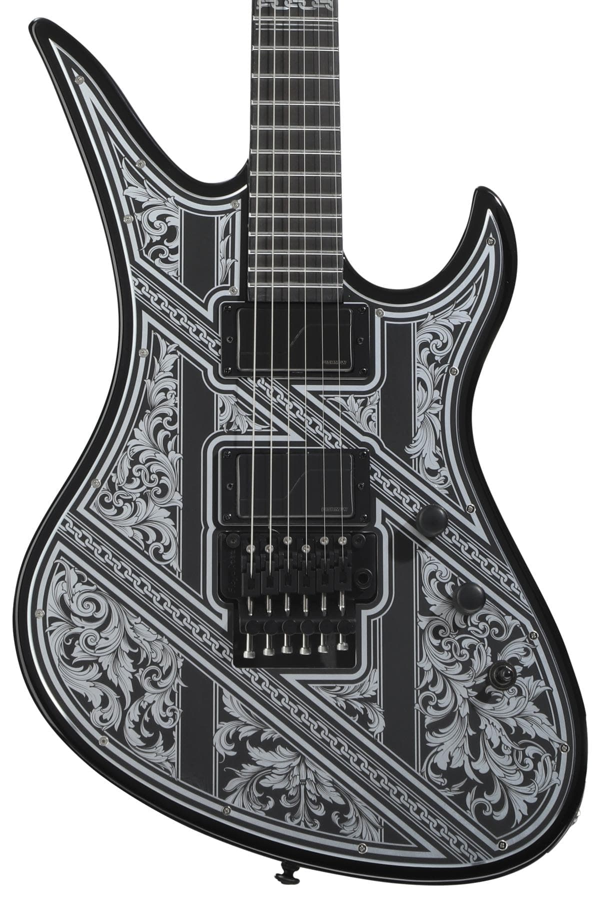 Schecter Avenger FR Przym Palladium - Guitarra Eléctrica, Gloss Black, puente Floyd Rose, 6 cuerdas, diestros 922