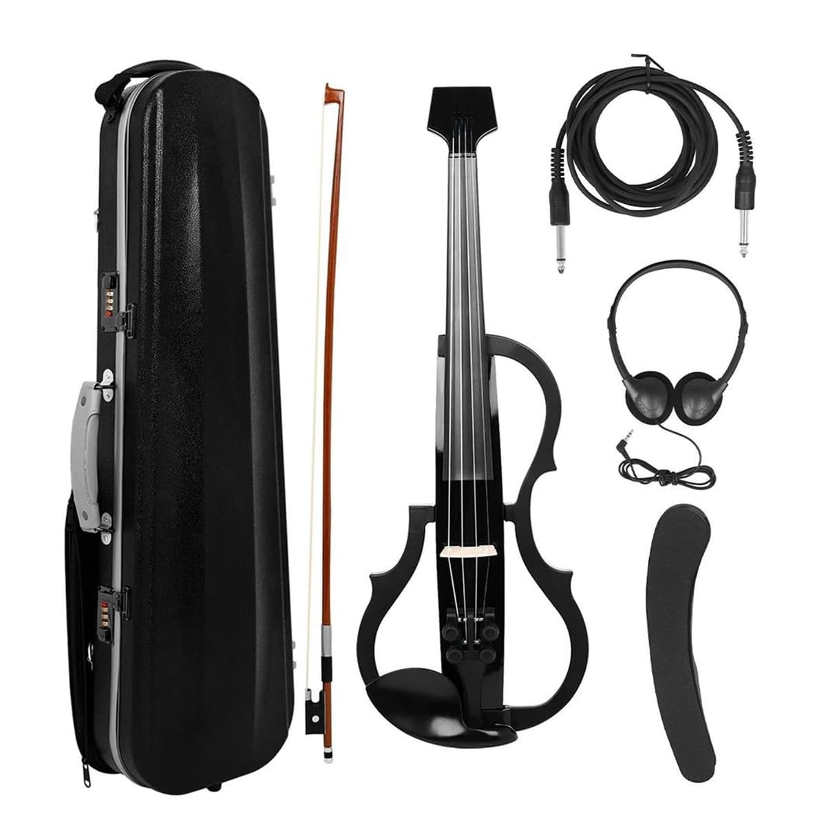 MJRQWS MSZYWJAB Violín Eléctrico 4/4 Set para Principiantes con Audífonos (1 Set)