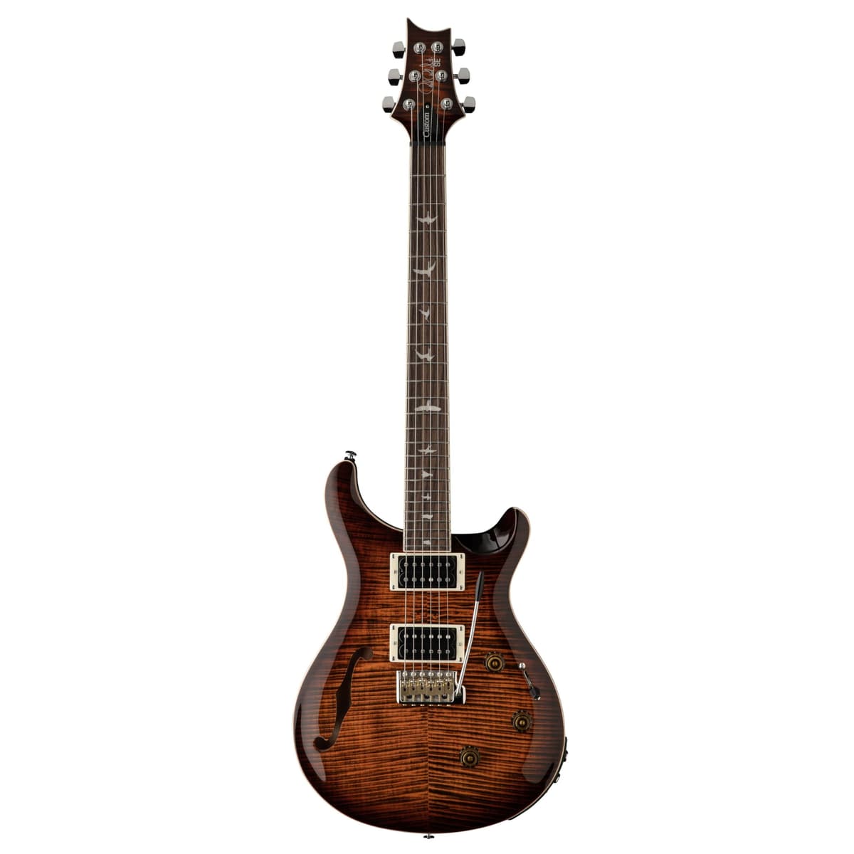 PRS SE Custom 24 Semi-Hollow Piezo, Orange Tiger con Funda - Guitarra Eléctrica Semihueca con Piezo y Bolsa 114300::OB: