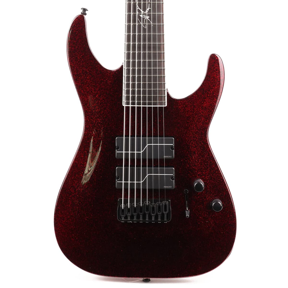 ESP LTD SC-608 Baritone Signature Stephen Carpenter, Guitarra Eléctrica de 8 Cuerdas con Estuche, Red Sparkle LSC608BRSP