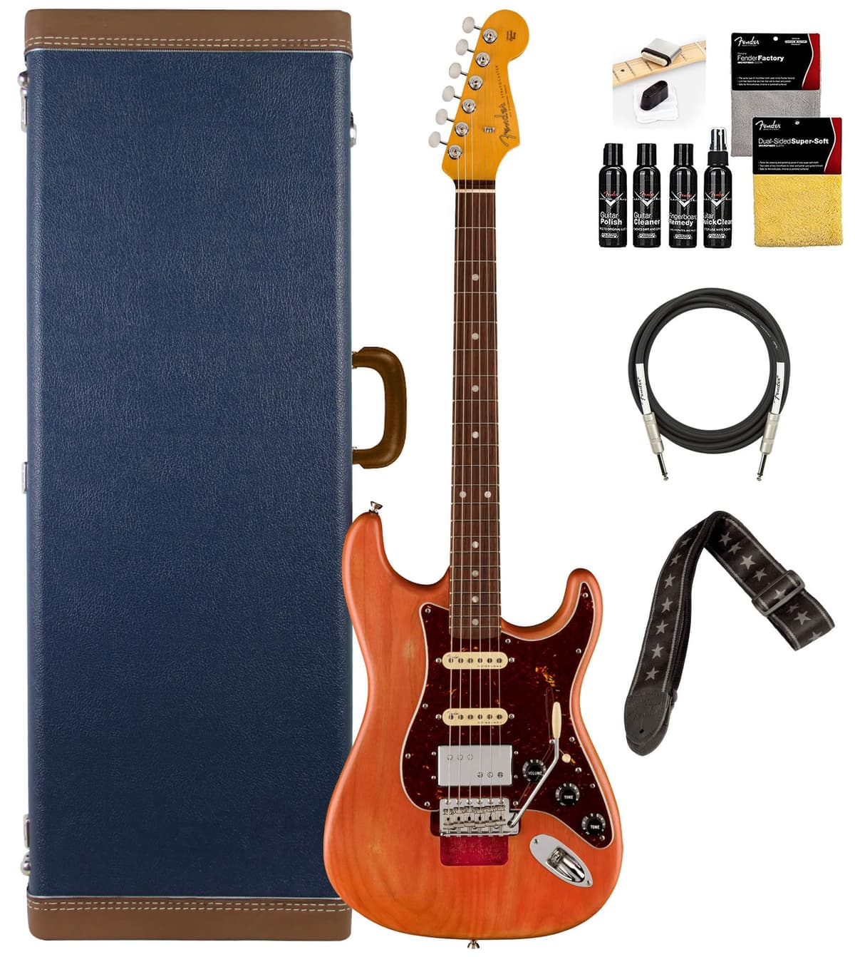 Fender Michael Landau Stratocaster Coma Red - Guitarra Eléctrica Bundle con Estuche Rígido Bordado “Coma”, Correa, Cable y Kit de Limpieza 115610839