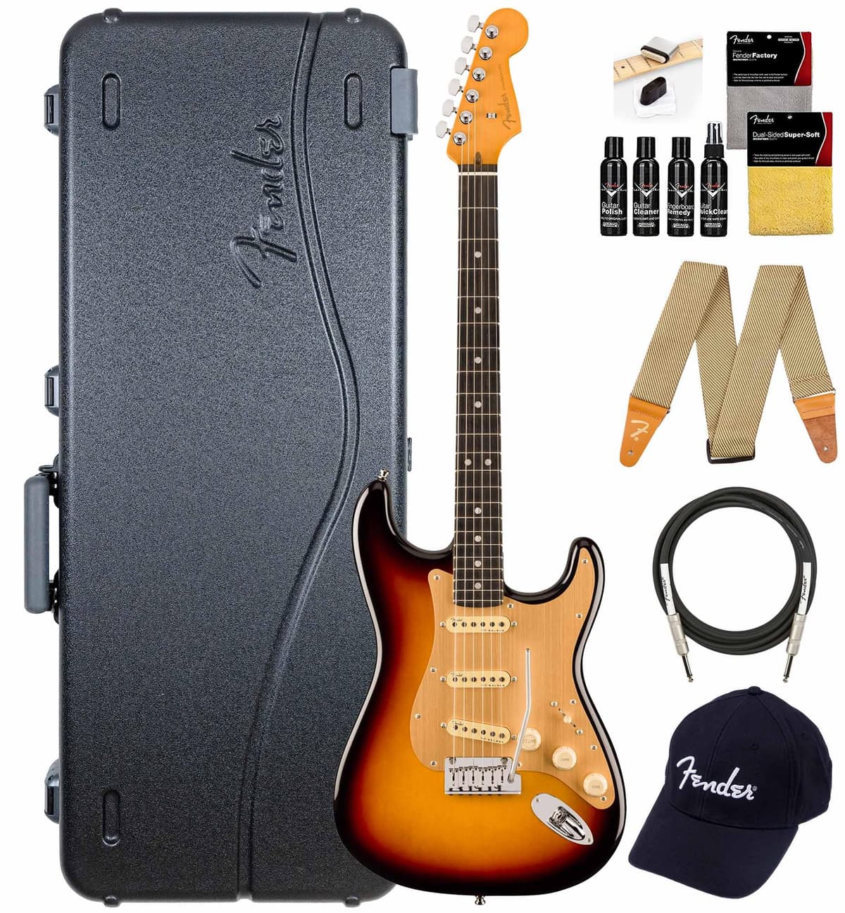 Fender American Ultra II Stratocaster Ultraburst - Guitarra Eléctrica, Estuche, Correa, Cable, Gorro y Kit de Limpieza 119141712