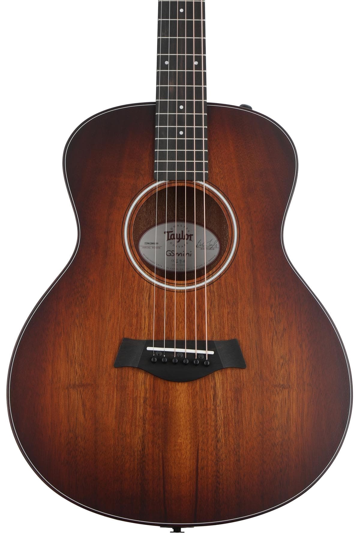 Taylor GS Mini-e Koa Plus Zurda - Shaded Edgeburst, Guitarra Electroacústica de Koa para Izquierdos, Cuerpo Mini, Pastilla ES2, Incluye Funda FG02016011011751084