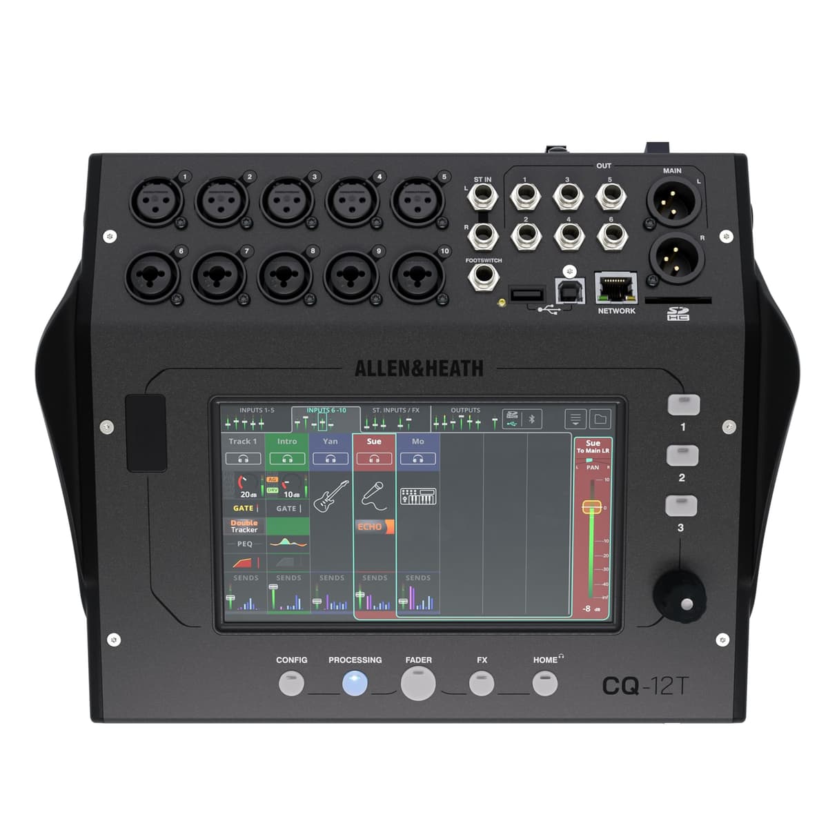 Allen & Heath CQ12T - Consola Mezcladora Digital Compacta 12 Canales con Táctil, Efectos Integrados y USB Audio Interface CQ12T/220X