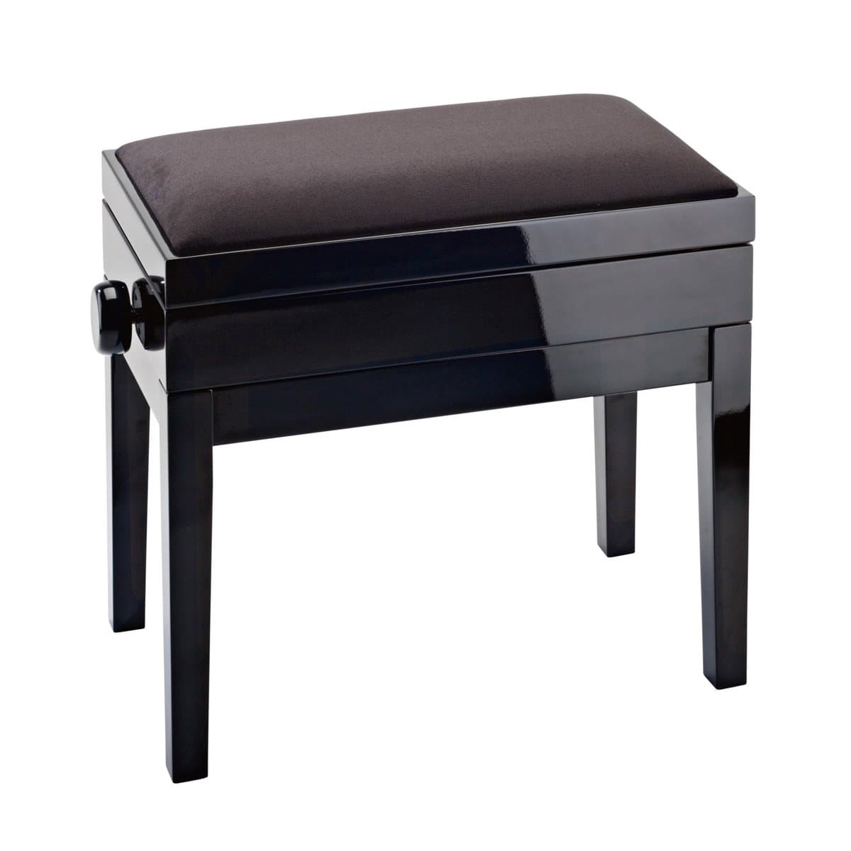 K&M 13950 Banco de Piano con Compartimento para Partituras - Acabado Pulido - Asiento de Terciopelo - Negro